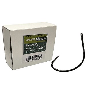 Anzol Wide Gap 4X N°2/0 Sem Farpa Black Nickel 100pçs Marine