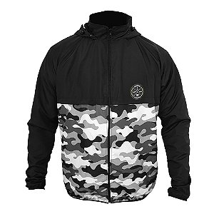 Jaqueta Corta Vento Forrada Pesca Matadeira Preto Camuflado