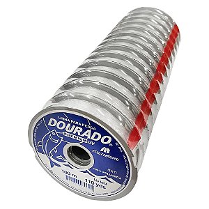 10pçs Linha Monofilamento Dourado Premium 0,60mm 37,5lbs 100m - Mazzaferro