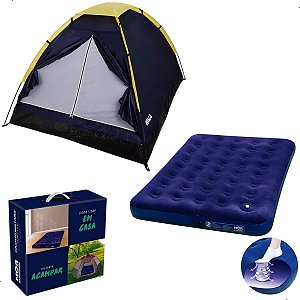 Kit Acampamento Barraca Kala San Valentin 3 Pessoas + Colchão Casal Com Inflador
