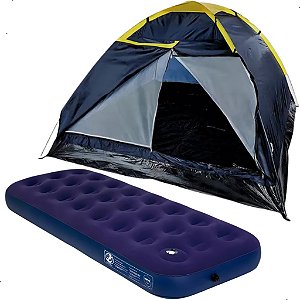 Kit Acampamento Barraca Kala San Valentin 2 Pessoas + Colchão Solteiro Com Inflador
