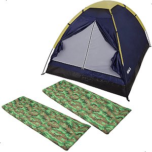 Kit Acampamento Trilha Barraca Kala San Valentin 4 Pessoas + 2 Colchonetes Camuflado