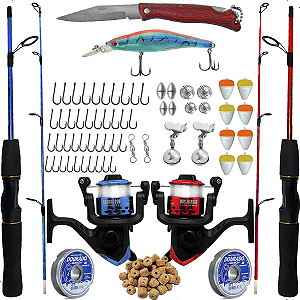 Kit Pesca Completo Vara 1,20m 6kg com Acessórios