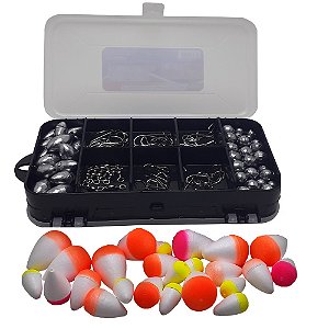 Maleta De Pesca Com Boias Anzol Chumbos E Girador Oferta
