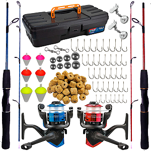 Kit De Pesca Completo 2 Varas 1,20m 10kg 2 Molinete + Itens