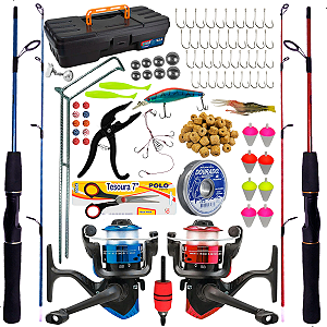 Kit Material De Pesca Completo Vara + Molinete + Maleta + Linha