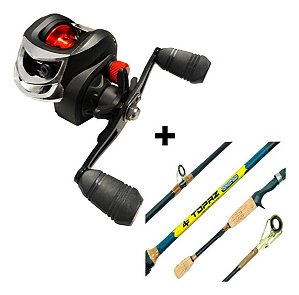 Kit Carretilha LK 220 3Rol Deyu Esquerda + Vara Carbono 1,68m
