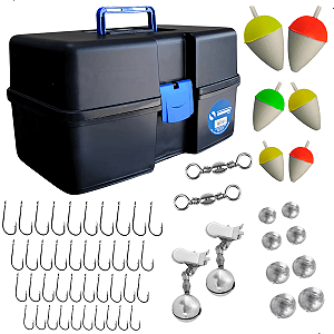 Maleta de Pesca 3 Bandejas Articuladas + Kit Acessórios Pesca 1.0 Summer