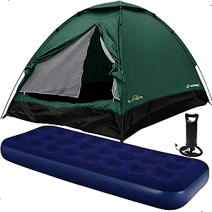 Kit Barraca Tribo 4P Summer + Colchão Inflavel Solteiro + Bomba
