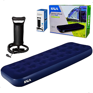 Kit Colchão Inflável Solteiro Kala + Bomba Manual 30cm Inflador