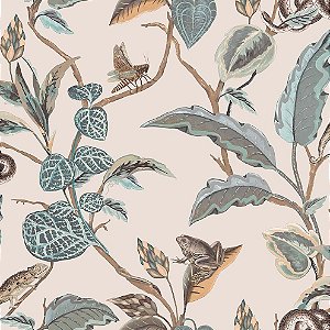 Papel de Parede Botany House - Folhas e Flores - 15508 - Vinílico
