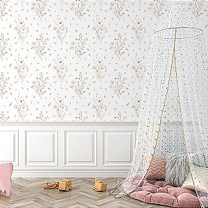 Papel de Parede Doce Bebê 1 - Folhas e Flores - DB736 - Vinílico