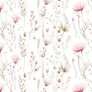 Papel de Parede Doce Bebê 1 - Folhas e Flores - DB737 - Vinílico