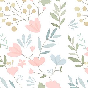 Papel de Parede Doce Bebê 1 - Folhas e Flores - DB740 - Vinílico