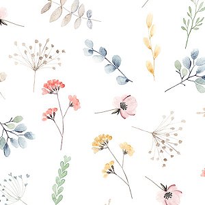 Papel de Parede Doce Bebê 1 - Folhas e Flores - DB741 - Vinílico