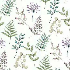 Papel de Parede Sejours & Chambres - Folhas e Flores - 51194304 - Vinílico