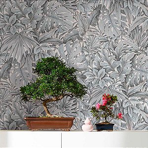 Papel de Parede Botânica - Folhas e Flores - 33306 - Vinílico