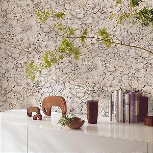 Papel de Parede Botânica - Folhas e Flores - 33951 - Vinílico