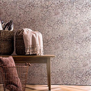 Papel de Parede Botânica - Folhas e Flores - 33954 - Vinílico