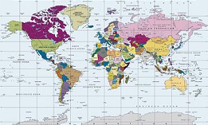 Papel de Parede Mapas - Mapa Mundi - KPMAPA00006 - Vinílico