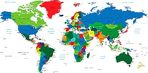 Papel de Parede Mapas - Mapa Mundi - KPMAPA00013 - Vinílico