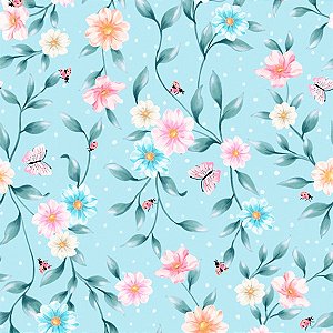 Papel de Parede Bambine - Folhas e Flores - BA0035 - Non-Woven (TNT)