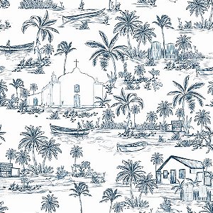 Papel de Parede Brisa do Mar - Toile de Jouy - BDM-06 - Vinílico
