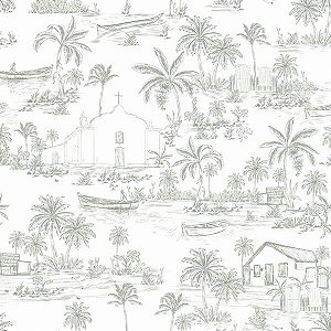 Papel de Parede Brisa do Mar - Toile de Jouy - BDM-08 - Vinílico