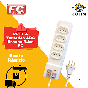 Filtro de Linha 2P+T 4 Tomadas ABS Branco 1,2m FC