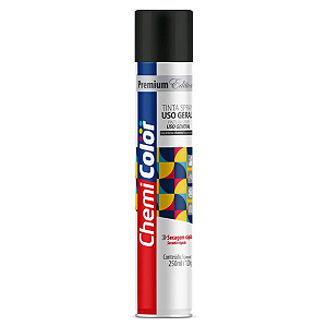 Tinta Spray Uso Geral Preto Brilhante Baston 250ml Secagem Rápida