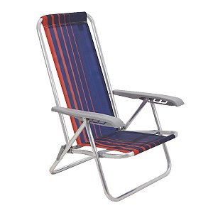 Cadeira de Praia Reclinável Bali Azul/Laranja 4P Tramontina