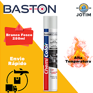 Tinta Spray Baston Alta Temperatura Branco Fosco 250ml