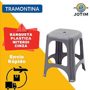 Banqueta Plástica Niterói Cinza Tramontina
