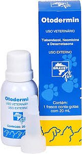 Otodermin 20ml Remédio Otite Dor De Ouvido Cães Gatos Bravet