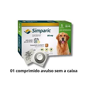 Simparic Antipulgas e Carrapatos Zoets 20 A 40 Kg - 01 Comp