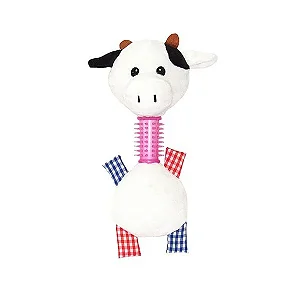 Brinquedo Pelucia Vaca C/mordedor para Cães c/ apito 18cm