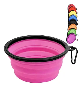 Comedouro E Bebedouro Retratil 350ml Rosa