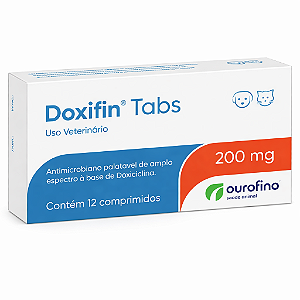 Doxifin Doxiciclina 200mg Ourofino 12 Cp Para Cães e Gatos