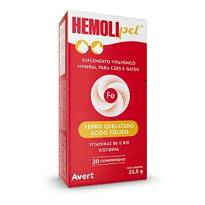 Hemolipet Suplemento Ferro Para Cães e Gatos Avert 30ml