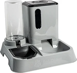 Comedouro E Bebedouro Premium Cinza