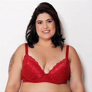 Sutiã Plus Size com Bojo Detalhes em Renda