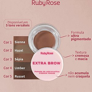 POMADA DE SOBRANCELHA EXTRA BROWN - RUBY ROSE