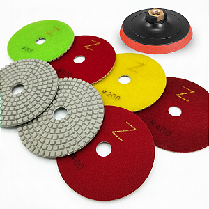 Kit 6 Lixas Diamantadas + Suporte Polimento Mármore Granito Concreto