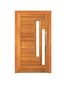 Porta Pivotante Contemporânea com Visor Duplo - Madeira Maciça - Angelim