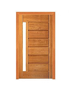 Porta Pivotante Horizontal com Visor - Madeira Maciça - Angelim