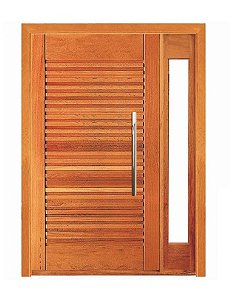 Porta Pivotante Buritis com Visor Lateral - Madeira Maciça - Angelim