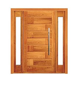 Porta Pivotante 713 Brotas com Visor Lateral Duplo - Madeira Maciça - Angelim