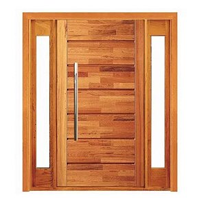 Porta Pivotante Pontal com Visor Lateral Duplo - Madeira Maciça - Angelim