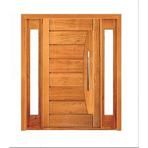 Porta Pivotante Pavuna com Visor Lateral Duplo - Madeira Maciça - Angelim