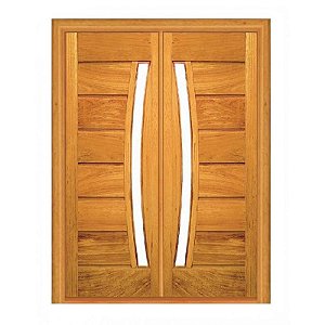 Porta Dupla de Abrir Pavuna com Visor - Madeira Maciça - Angelim